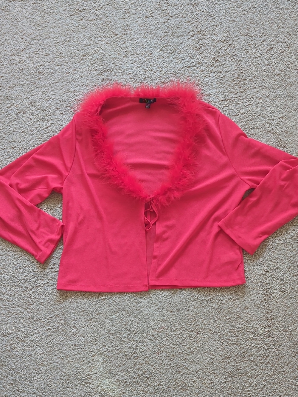 Delias Red Feather Collar Blouse
